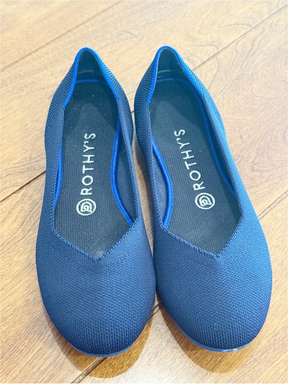 Rothys The Flat Slip On Knit Shoes Womens 7.5 Navy Classic Ballet Minimalist - Picture 2 of 6